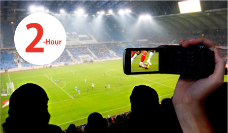 Leistungsstarker Akku mit bis zu 2-Stunden Aufnahmezeit