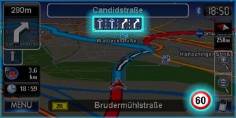Lane Guide & Speed Limit Display